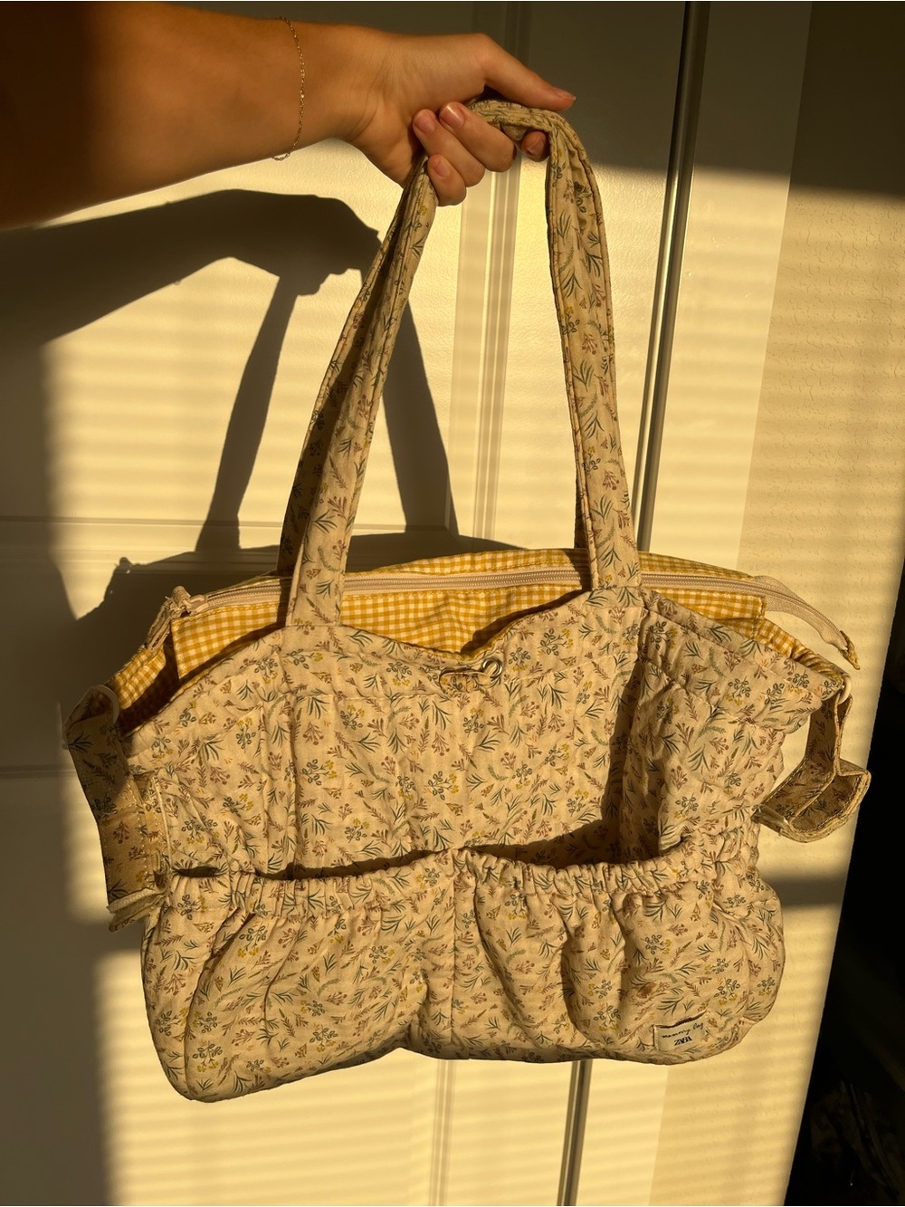Zara Mommy Bag Cotton Quilted Floral Tote Diaper Bag - Picture 12 of 13
